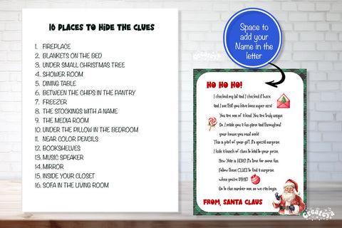 Christmas Scavenger hunt Printable cards for kids game Sublimation Createya Design 