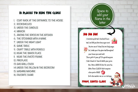 Christmas Scavenger hunt Printable cards for kids game Sublimation Createya Design 