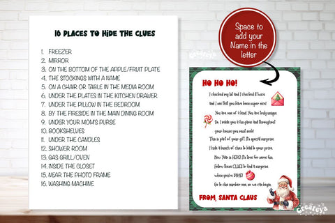 Christmas Scavenger hunt Printable cards for kids game Sublimation Createya Design 