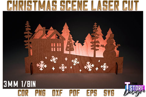 Christmas Scene Bundle | Christmas Shadow Scene | Christmas Night Light | CNC Files SVG The T Store Design 
