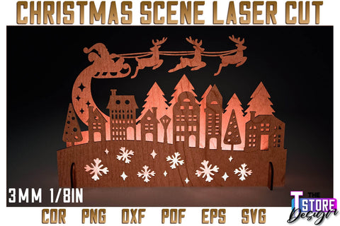 Christmas Scene Bundle | Christmas Shadow Scene | Christmas Night Light | CNC Files SVG The T Store Design 