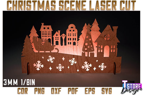 Christmas Scene Bundle | Christmas Shadow Scene | Christmas Night Light | CNC Files SVG The T Store Design 