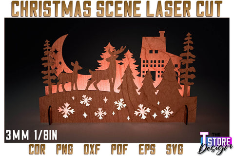 Christmas Scene Bundle | Christmas Shadow Scene | Christmas Night Light | CNC Files SVG The T Store Design 