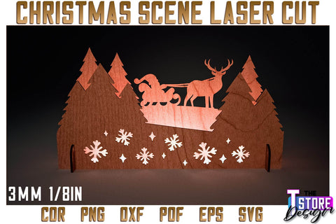 Christmas Scene Bundle | Christmas Shadow Scene | Christmas Night Light | CNC Files SVG The T Store Design 