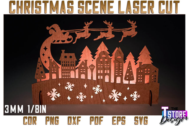 Christmas Scene | Christmas Shadow Scene | Christmas Night Light | CNC Files SVG The T Store Design 