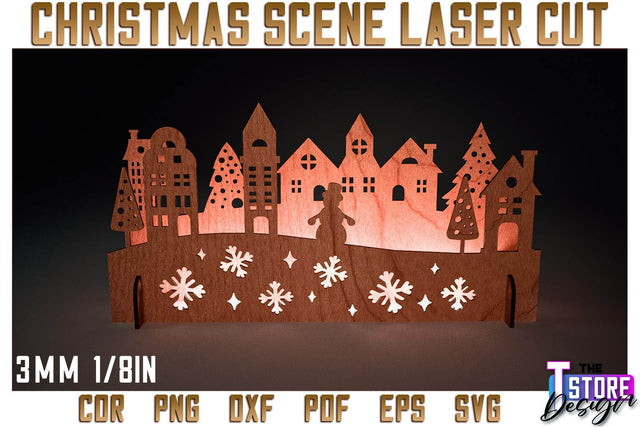 Christmas Scene | Christmas Shadow Scene | Christmas Night Light | CNC Files SVG The T Store Design 