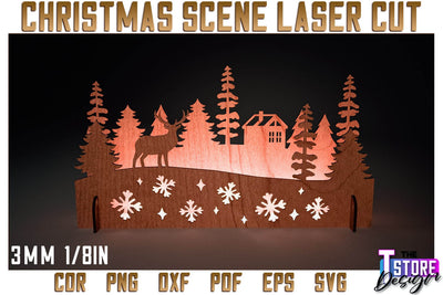 Christmas Scene | Christmas Shadow Scene | Christmas Night Light | CNC Files SVG The T Store Design 