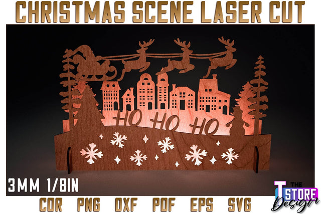 Christmas Scene | Christmas Shadow Scene | Christmas Night Light | CNC Files SVG The T Store Design 