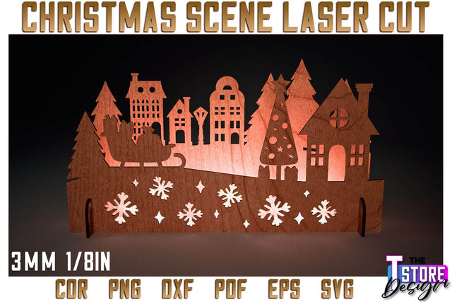 Christmas Scene | Christmas Shadow Scene | Christmas Night Light | CNC Files SVG The T Store Design 