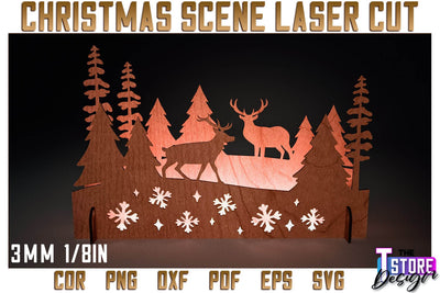 Christmas Scene | Christmas Shadow Scene | Christmas Night Light | CNC Files SVG The T Store Design 