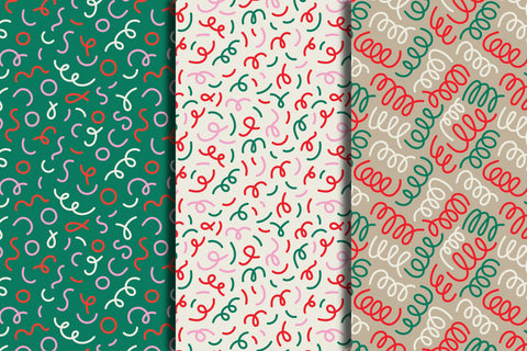 Christmas Scribbles Seamless Patterns Digital Pattern Rin Green 