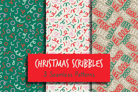 Christmas Scribbles Seamless Patterns Digital Pattern Rin Green 