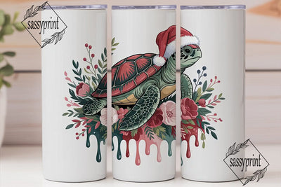 Christmas Sea Turtle 20oz Tumbler Wrap Sublimation sassyprint 