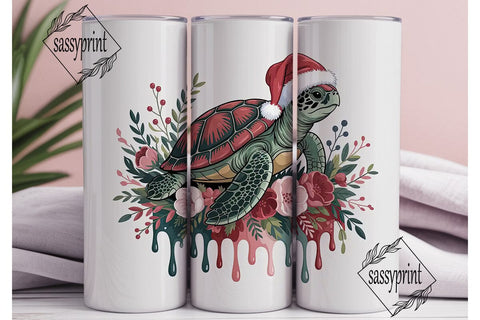 Christmas Sea Turtle 20oz Tumbler Wrap Sublimation sassyprint 