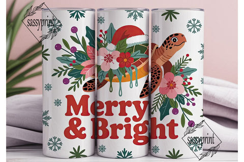Christmas Sea Turtle 20oz Tumbler Wrap Sublimation sassyprint 