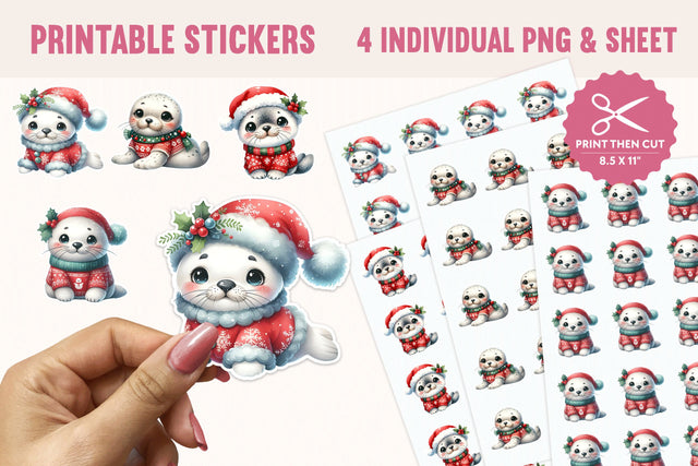 Christmas Seal Stickers – 4 PNGs Sublimation BijouBay 