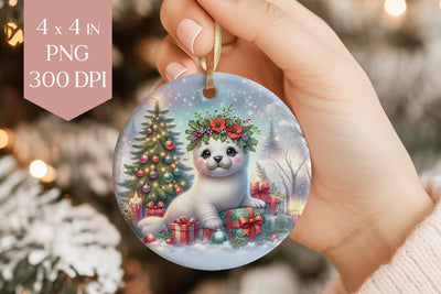 Christmas Seal Sublimation PNG - Cute Marine Ornament Art Sublimation BijouBay 