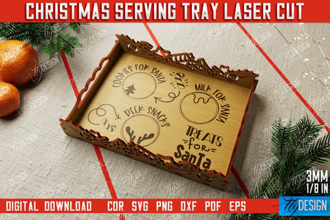 Christmas Serving Tray Bundle | Snack Appetizer Tray | Holiday Tray Template | CNC Files SVG Fly Design 
