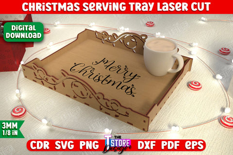 Christmas Serving Tray Bundle | Snack Appetizer Tray | Holiday Tray Template | CNC Files SVG The T Store Design 