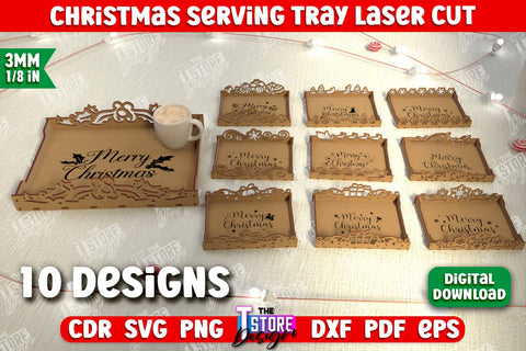 Christmas Serving Tray Bundle | Snack Appetizer Tray | Holiday Tray Template | CNC Files SVG The T Store Design 