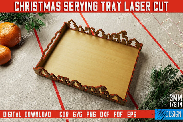 Christmas Serving Tray | Snack Appetizer Tray | Holiday Tray Template | CNC File SVG Fly Design 