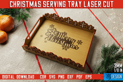 Christmas Serving Tray | Snack Appetizer Tray | Holiday Tray Template | CNC File SVG Fly Design 