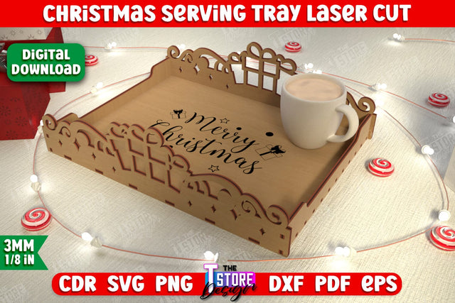 Christmas Serving Tray | Snack Appetizer Tray | Holiday Tray Template | CNC File SVG The T Store Design 