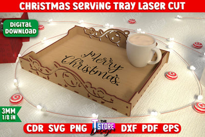 Christmas Serving Tray | Snack Appetizer Tray | Holiday Tray Template | CNC File SVG The T Store Design 