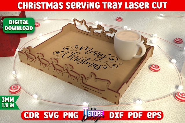 Christmas Serving Tray | Snack Appetizer Tray | Holiday Tray Template | CNC File SVG The T Store Design 