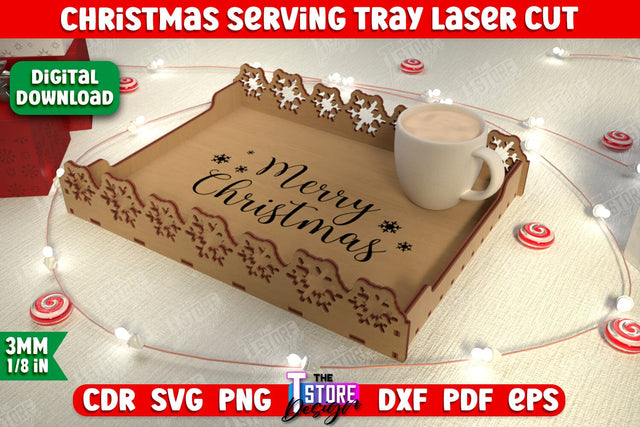 Christmas Serving Tray | Snack Appetizer Tray | Holiday Tray Template | CNC File SVG The T Store Design 