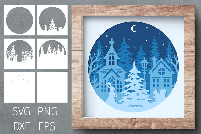 Christmas shadow box, 3d layered papercut Christmas SVG Digital Rainbow Shop 