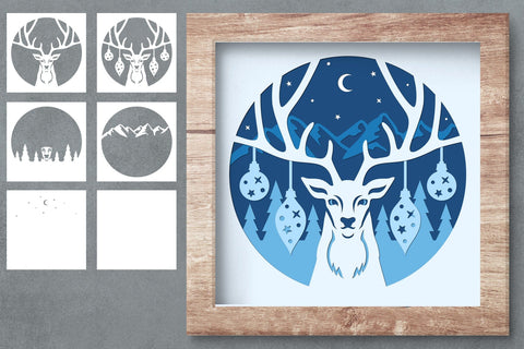 Christmas shadow box bundle, 3d layered svg papercut SVG Digital Rainbow Shop 