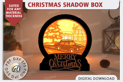 Christmas Shadow Box Laser Cut. Christmas Home Decor SVG SVG Evgenyia Guschina 