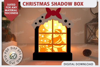 Christmas Shadow Box Laser Cut. Christmas Home Decor SVG SVG Evgenyia Guschina 