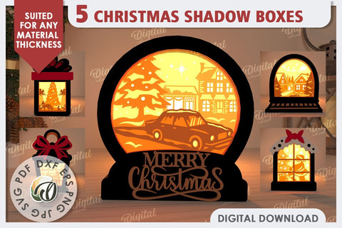 Christmas Shadow Boxes Laser Cut Bundle. Christmas Decor SVG SVG Evgenyia Guschina 