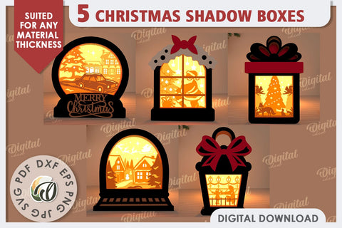Christmas Shadow Boxes Laser Cut Bundle. Christmas Decor SVG SVG Evgenyia Guschina 