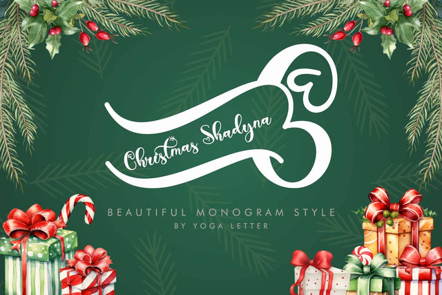 Christmas Shadyna Font Prasetya Letter 