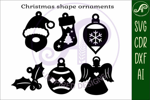 Christmas shape ornaments laser cut outs SVG file 1 SVG APInspireddesigns 