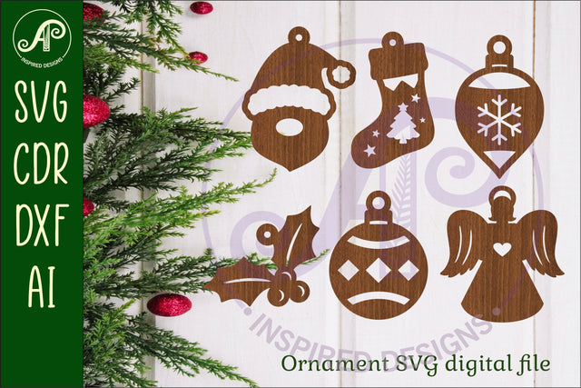 Christmas shape ornaments laser cut outs SVG file 1 SVG APInspireddesigns 