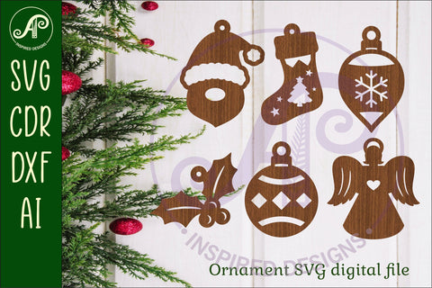 Christmas shape ornaments laser cut outs SVG file 1 SVG APInspireddesigns 