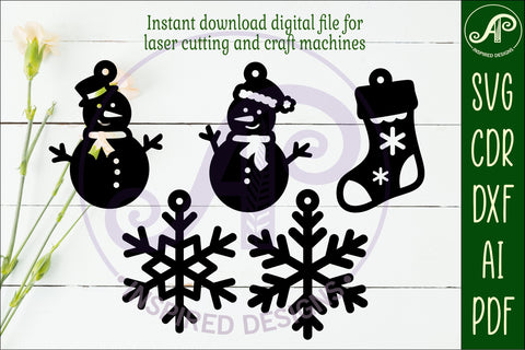 Christmas shape ornaments laser cut outs SVG file 2 SVG APInspireddesigns 