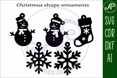 Christmas shape ornaments laser cut outs SVG file 2 SVG APInspireddesigns 