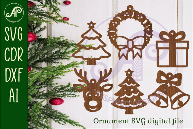 Christmas shape ornaments laser cut outs SVG file 3 SVG APInspireddesigns 