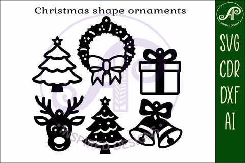 Christmas shape ornaments laser cut outs SVG file 3 SVG APInspireddesigns 