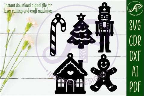 Christmas shape ornaments laser cut outs SVG file 4 SVG APInspireddesigns 