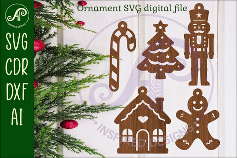 Christmas shape ornaments laser cut outs SVG file 4 SVG APInspireddesigns 