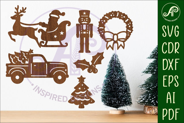 Christmas shape silhouette laser cut outs SVG file 1 SVG APInspireddesigns 