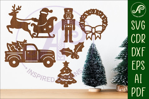 Christmas shape silhouette laser cut outs SVG file 1 SVG APInspireddesigns 