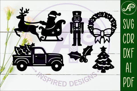 Christmas shape silhouette laser cut outs SVG file 1 SVG APInspireddesigns 