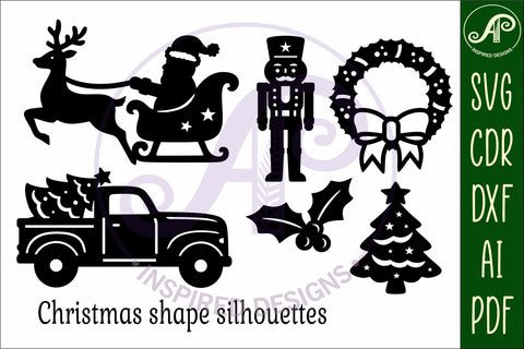 Christmas shape silhouette laser cut outs SVG file 1 SVG APInspireddesigns 